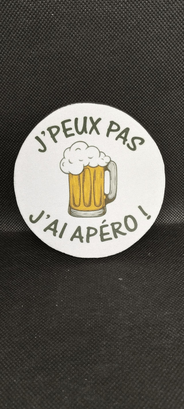 Lot de 4 dessous de verres " J'peux pas J'ai apéro "
